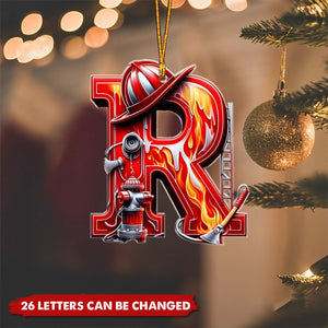 Custom Alphabet Letter Firefighter Gifts Christmas Ornament