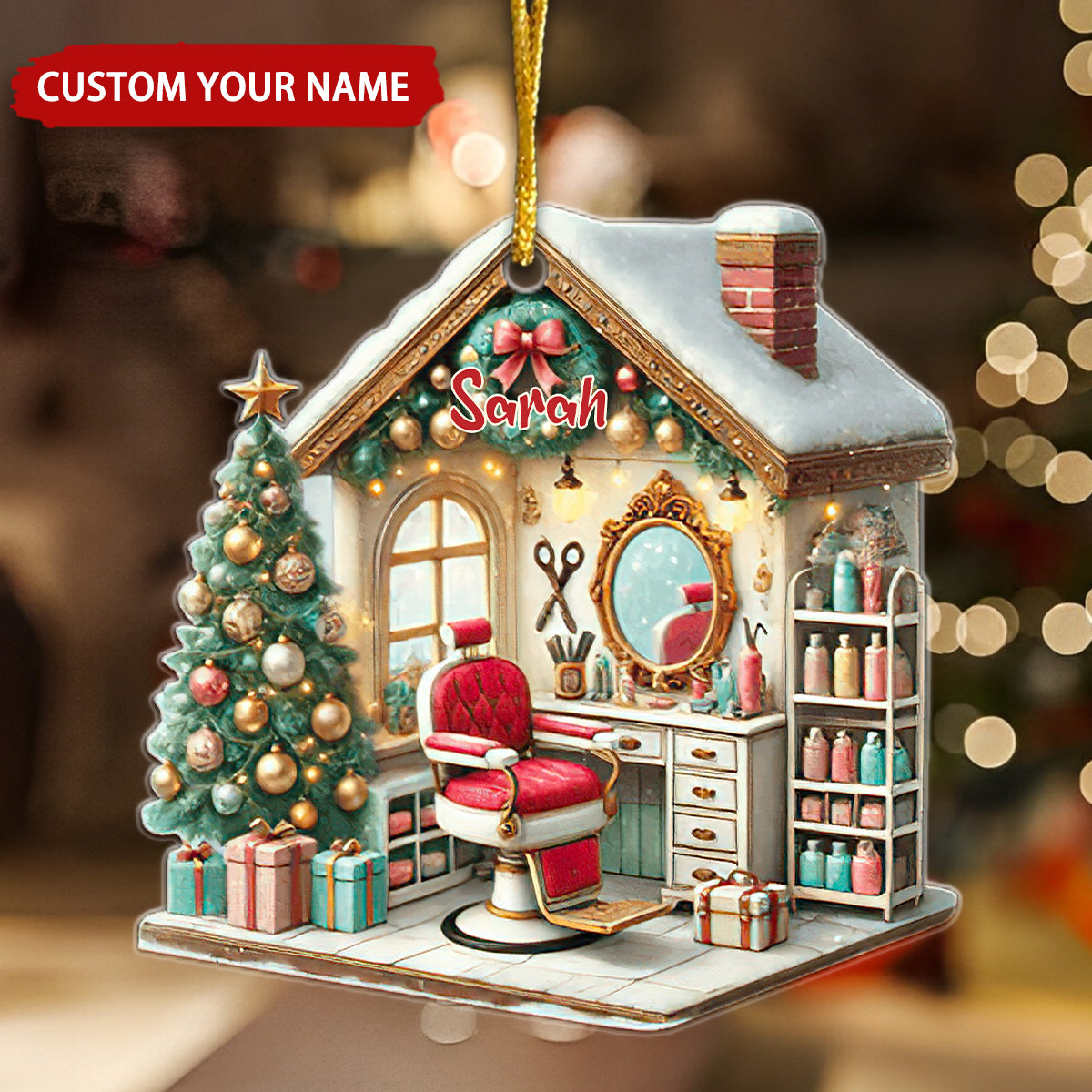 Hair Salon Christmas Tree Personalized Ornament, Gift For Hairdresser