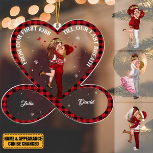 Infinity Heart Sweatest Couple Hugging Kissing Personalized Ornament