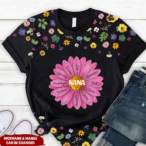 Personalized Mother's Day Gift For Grandma Mom Flower Birthday Gift 3d Tshirt