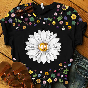 Personalized Mother's Day Gift For Grandma Mom Flower Birthday Gift 3d Tshirt