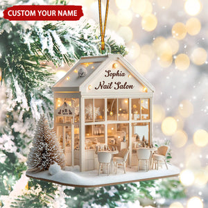 Nail Salon Personalized Acrylic Christmas Ornament, Gift For Nail Artist