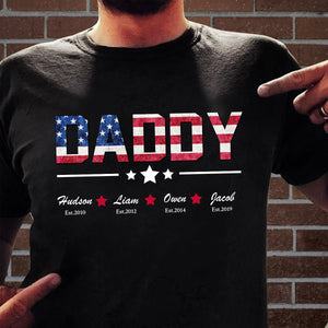 Personalized Grandpa Papa Daddy American Flag Custom Nickname T-shirt