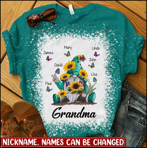 Sunflower Dwarf Butterflies Grandma With Grankids Personalized 3D T-shirt