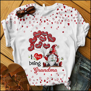 Colorful Dwarf Grandma Mom Balloon Heart Kids Personalized 3D T-shirt