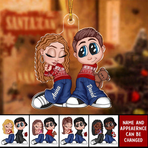 Christmas Y2K Couple Personalized Acrylic Ornament, Christmas Gift for Him for Her