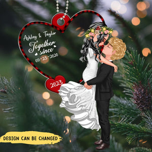 Hugging Couple Together Since Heart Personalized Ornament