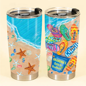 Nana's Beach Buddies Summer Flip Flop Personalized Glitter Tumbler