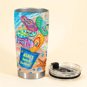 Nana's Beach Buddies Summer Flip Flop Personalized Glitter Tumbler