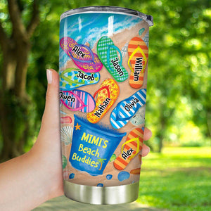 Nana's Beach Buddies Summer Flip Flop Personalized Glitter Tumbler