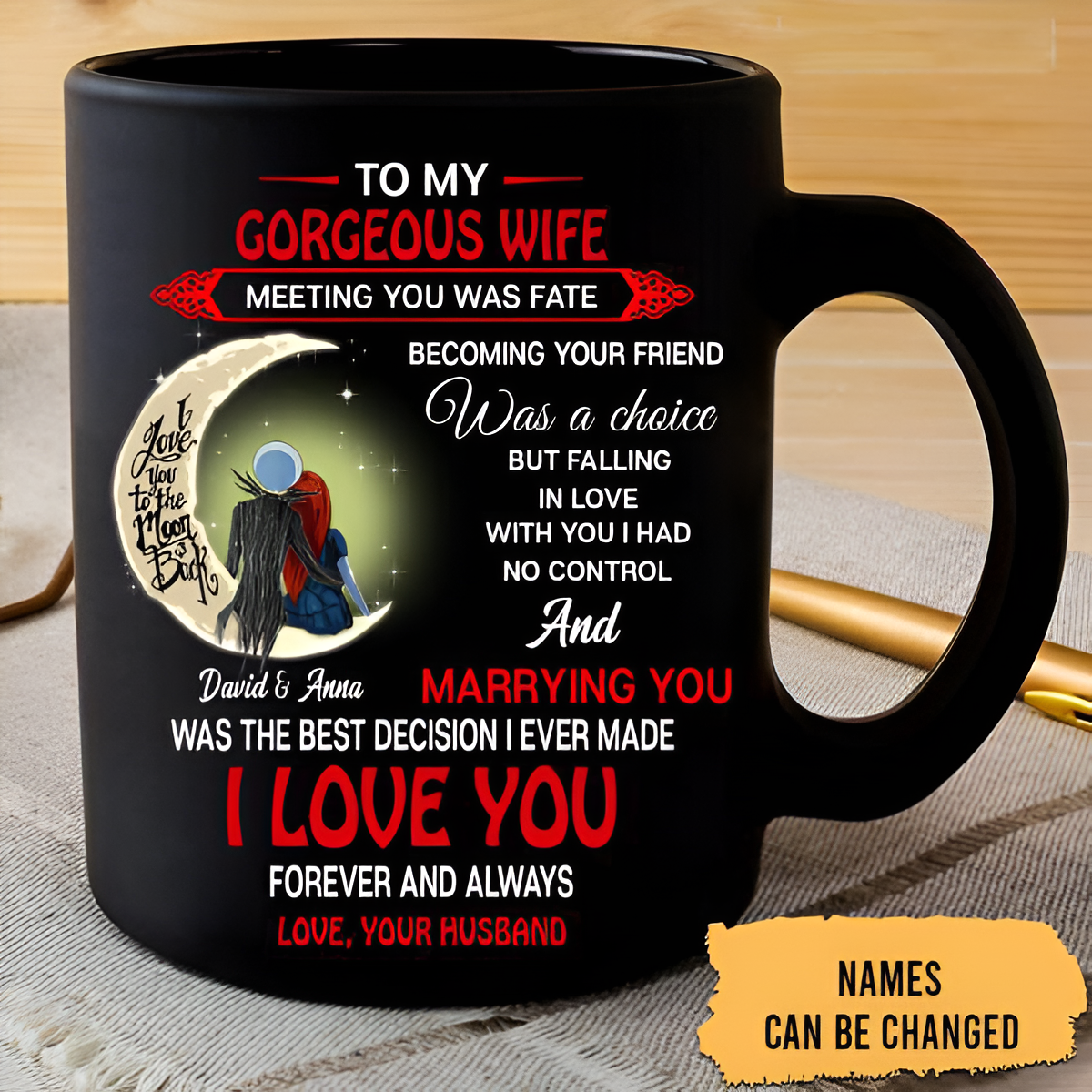 To My Gorgeous Wife I Love You Forever And Always Personalized Tumbler and Mug Family Gift For Couple