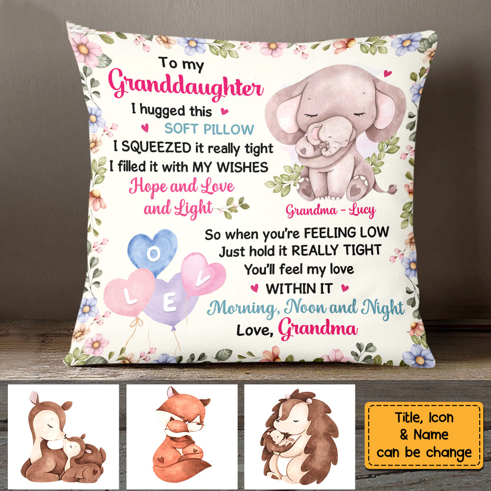 Animals To My Granddaughter From Grandma Hug This Pillow