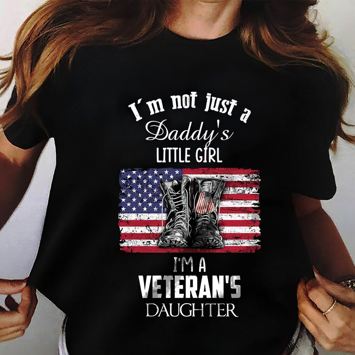 Personalized I'm not just a daddy's little girl i'm a veteran's daughter T-shirt