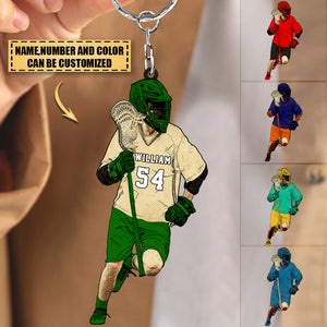Personalized Lacrosse Keychain Lacrosse Gifts With Custom Name, Number & Appearance
