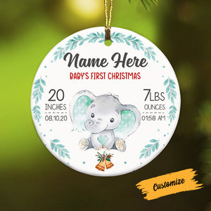 Elephant Baby First Christmas Circle Ornament