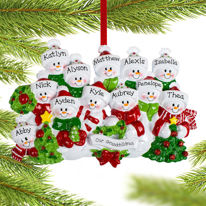 Personalized Snowman with Banner Family Christmas Ornament