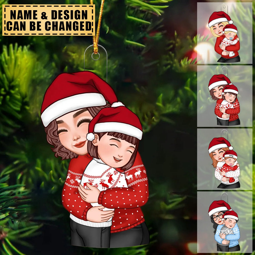 Christmas Cute Grandma Hugging Kid Gift For Granddaughter Grandson Personalized Ornament