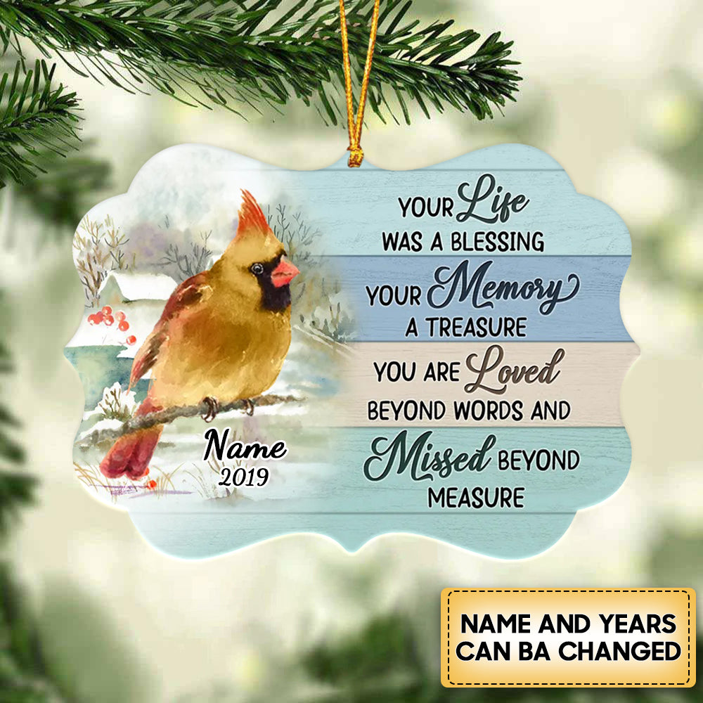 Cardinals Memorial Acrylic Personalized Christmas Ornament