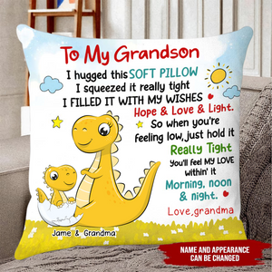 Gift For Grandson To My Grandson Cute Dino Pillow