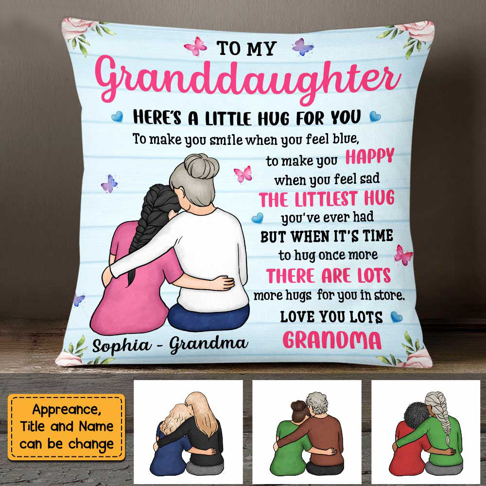 To My Granddaughter Here's A Little Hug For You Pillow - Youkoll