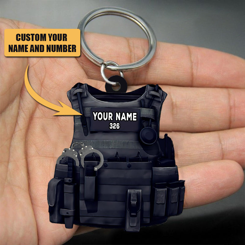 Police Bulletproof Vest Personalized Flat Keychain