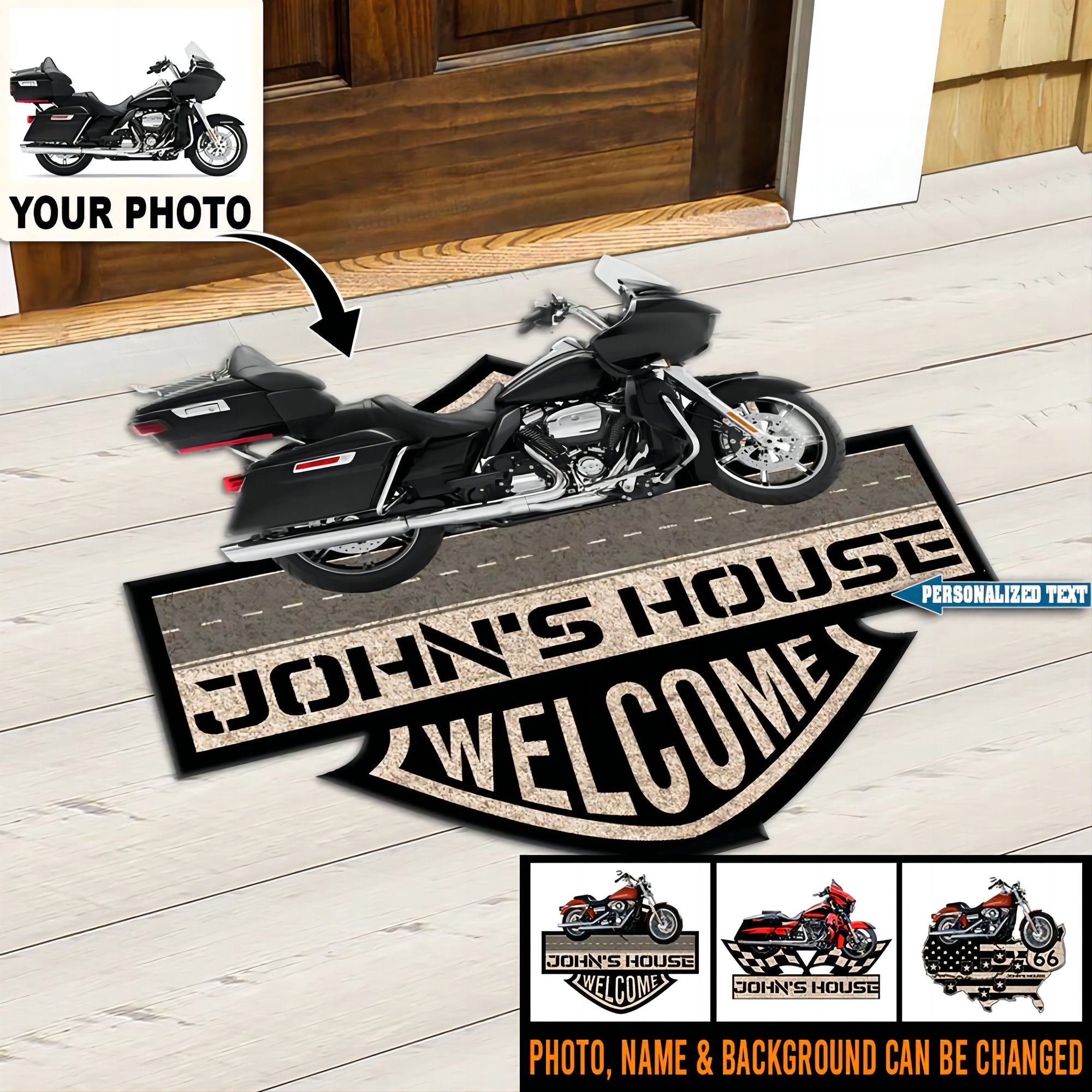 Personalized Motorcycle Custom Shape Rubber Doormat