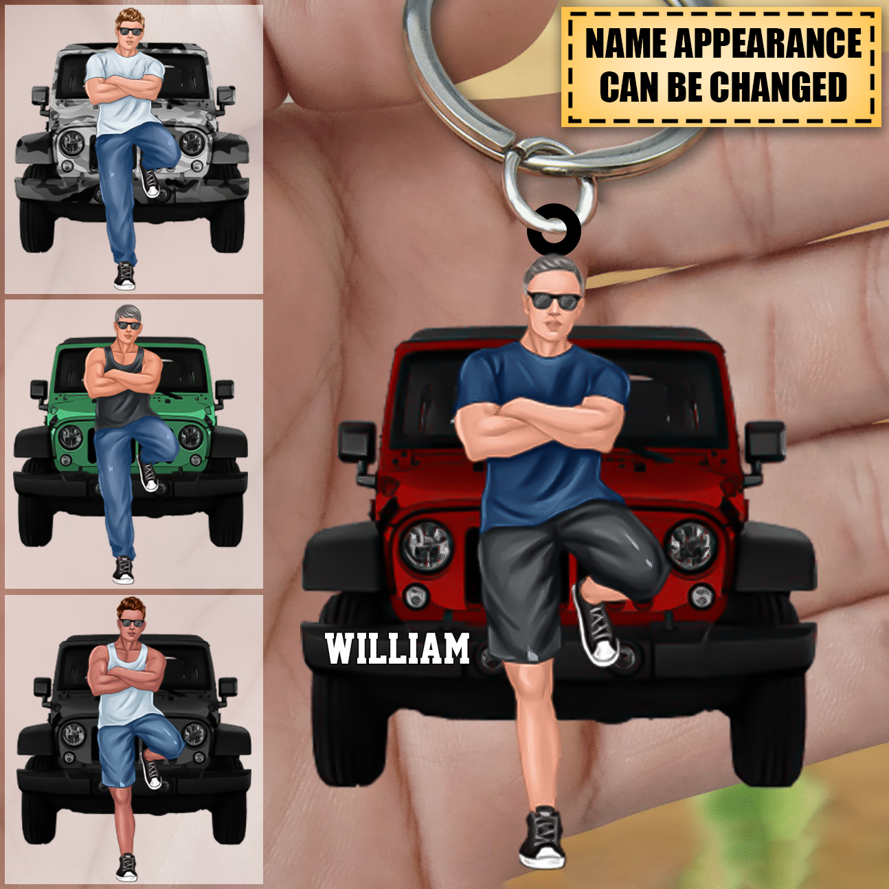 PERSONALIZED Off-Road Car MAN ACRYLIC KEYCHAIN