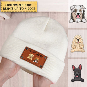 Custom Baby Beanie - Protected By Dogs - Cute Baby Shower Gift