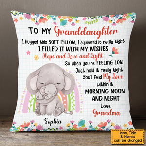 Personalized Grandson Granddaughter Hug This Animals Pillow