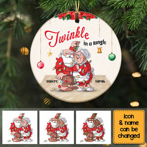 Old couple Twinkle In A Tangle Circle Ornament