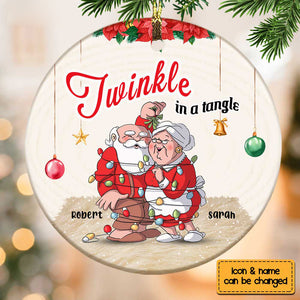 Old couple Twinkle In A Tangle Circle Ornament