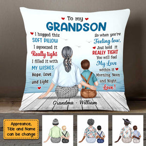 To My Grandson Hug This Pillow