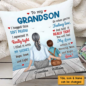 To My Grandson Hug This Pillow