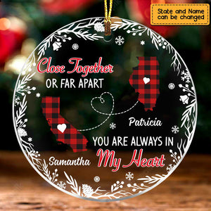 Close Together Long Distance Christmas Circle Ornament