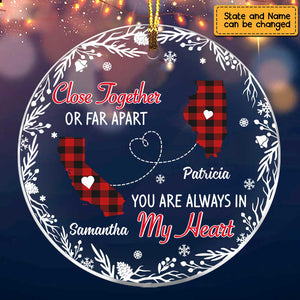 Close Together Long Distance Christmas Circle Ornament