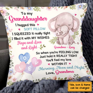 Animals To My Granddaughter From Grandma Hug This Pillow