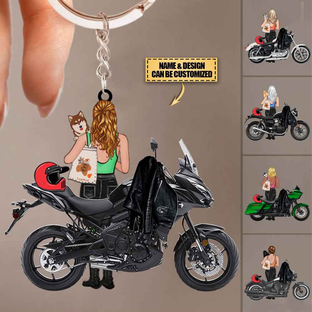 Dog And Motorcycle Riding Partners - Personalized Acrylic Keychain - For Motorcycle Lovers