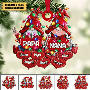 Colorful Christmas Noel Light Dwarf Pappy Nana Daddy Mommy Sweet Heart Kids Personalized Ornament