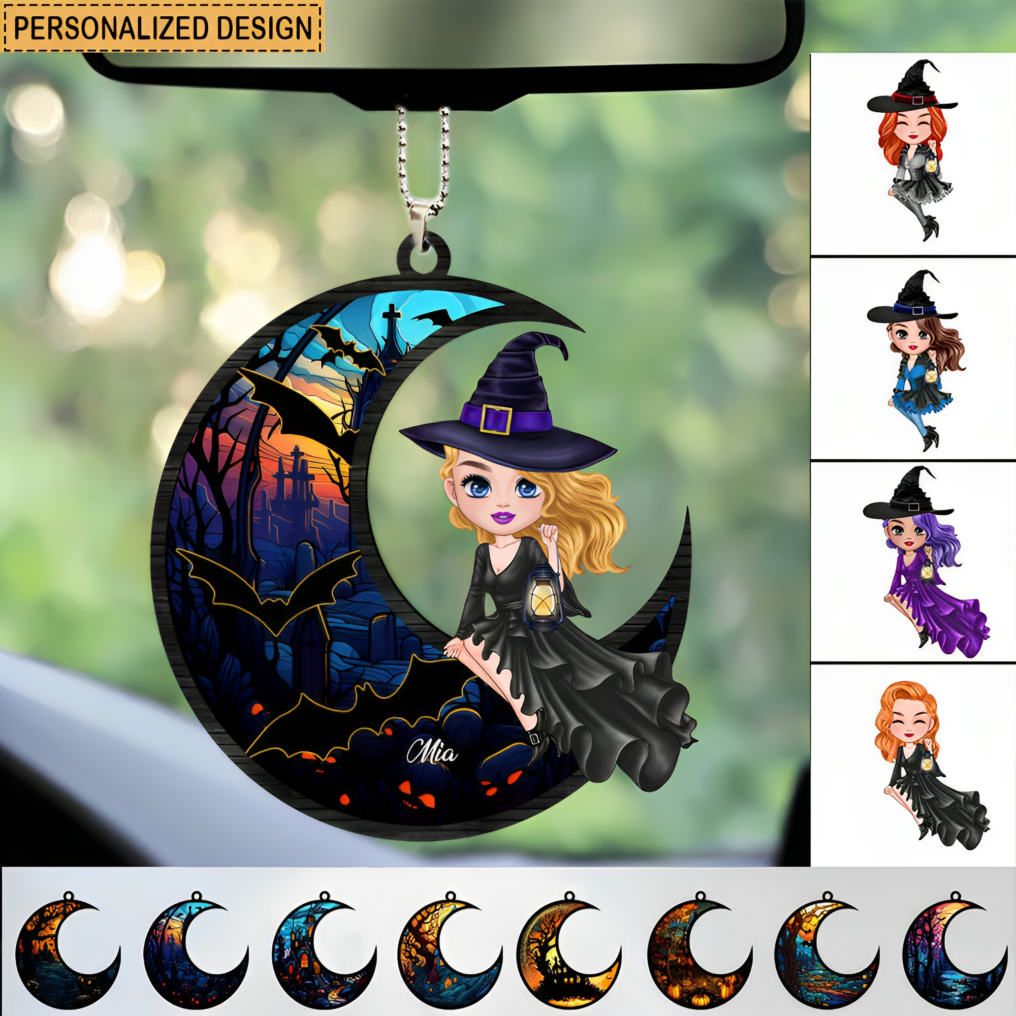 Gift For Witch Lover, Halloween Gift - Personalized Car Ornament