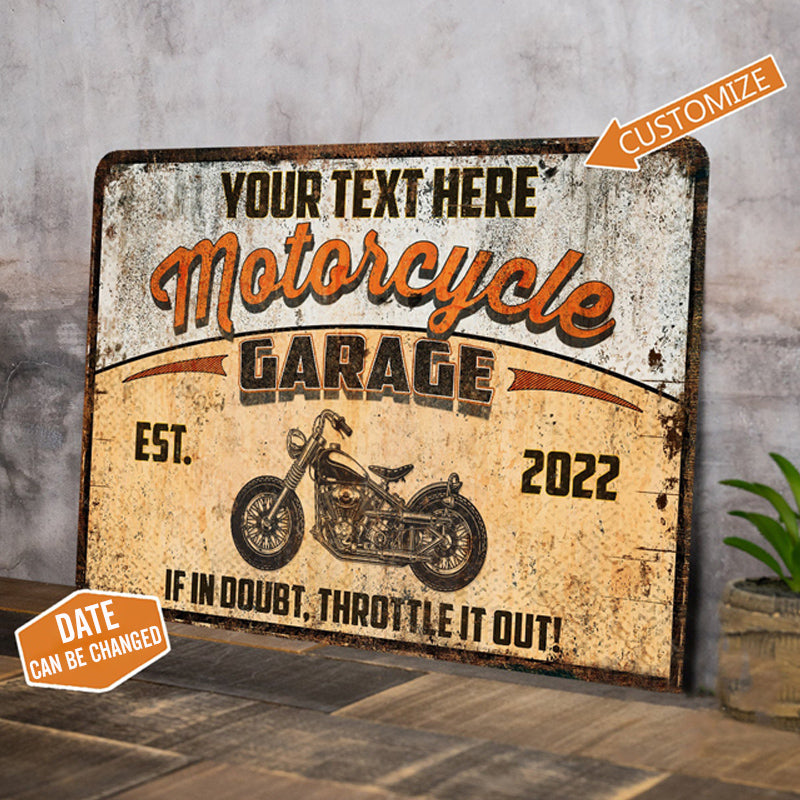 Custom Motorcycle Sign Garage Sign Personalized Gift Bike Wall Decor Mechanic Auto Gift