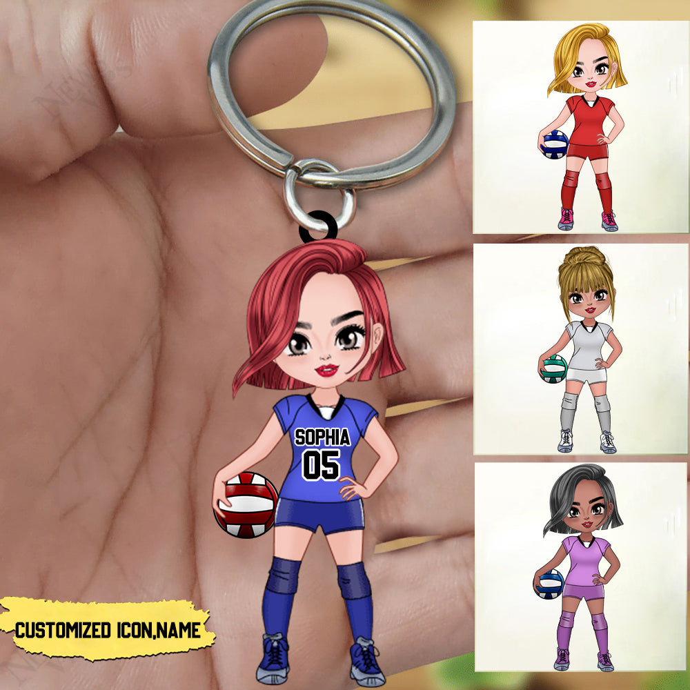 Personalized Volleyball Girl Standing Keychain