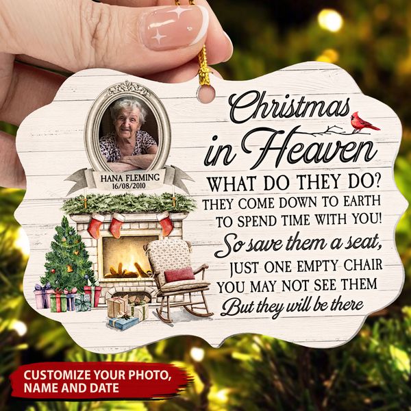 Christmas In Heaven - Personalized Aluminum Ornament - Memorial Gift For Family, Remembrance, Grief Gift, Sympathy Gift