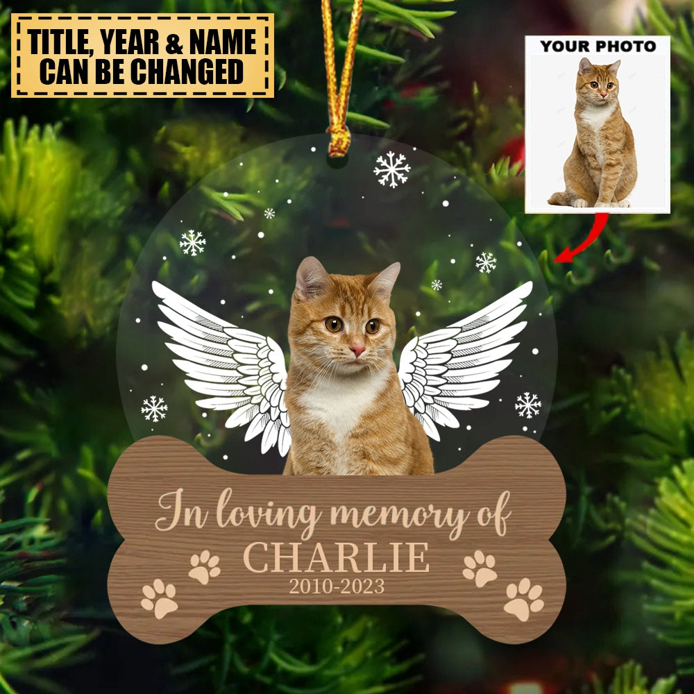 Forever In My Heart - Personalized Christmas photo Upload Gift Custom Memorial acrylic Ornament for loss pet, dog and cats lost Sympathy gifts