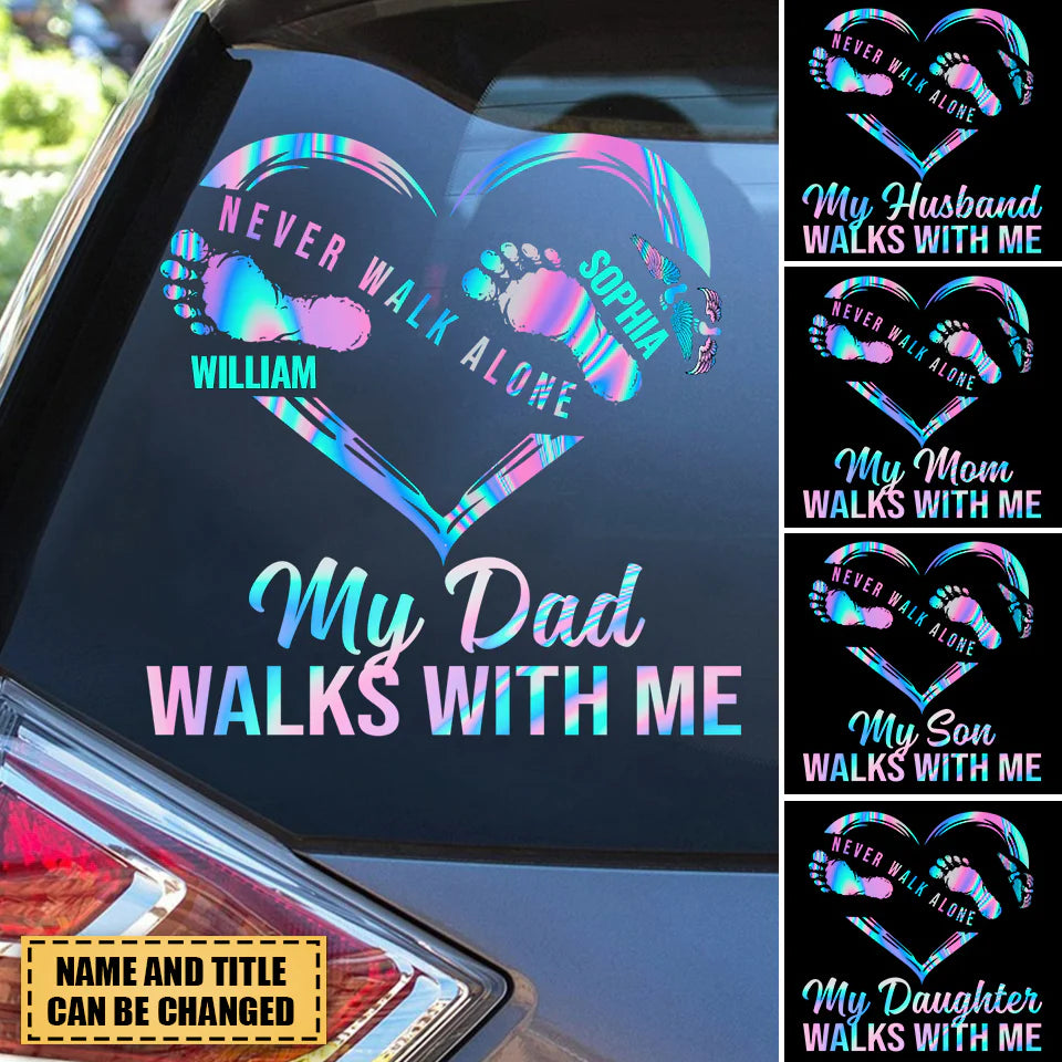Never Walk Alone My Love Walks With Me Personalized Decal - youkoll