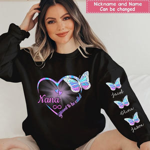 Personalized My Love on my Sleeve Nana with Butterfly Hoodie - Gift for Grandma