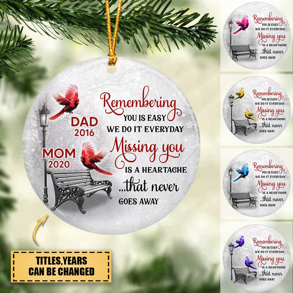 REMEMBER YOU IS EASY CARDINALS MEMORIAL PERSONALIZED CIRCLE ORNAMENT