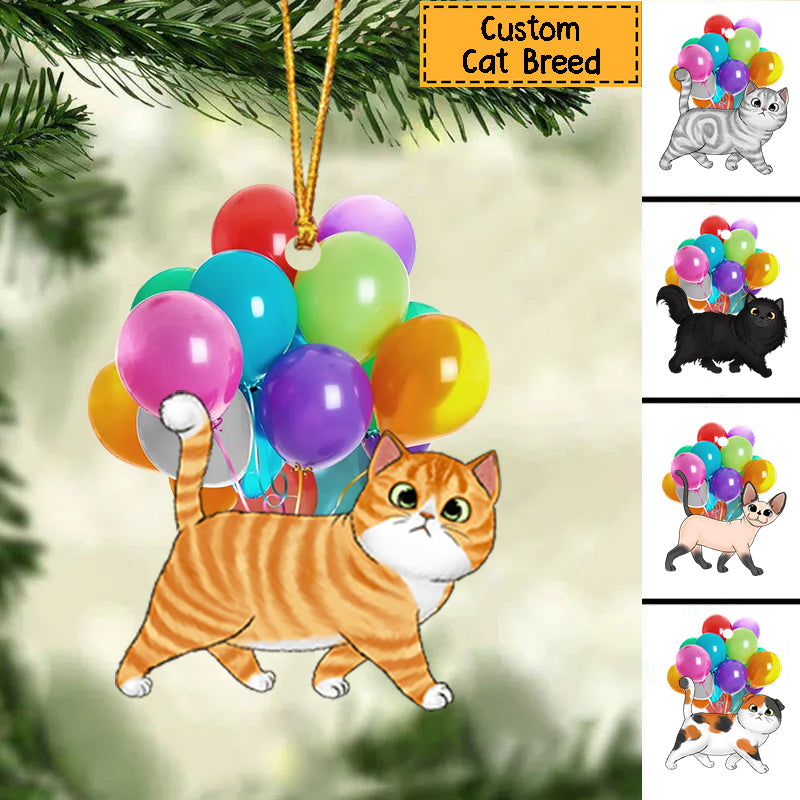 Fluffy Cat Balloon Personalized Christmas Acrylic Ornament