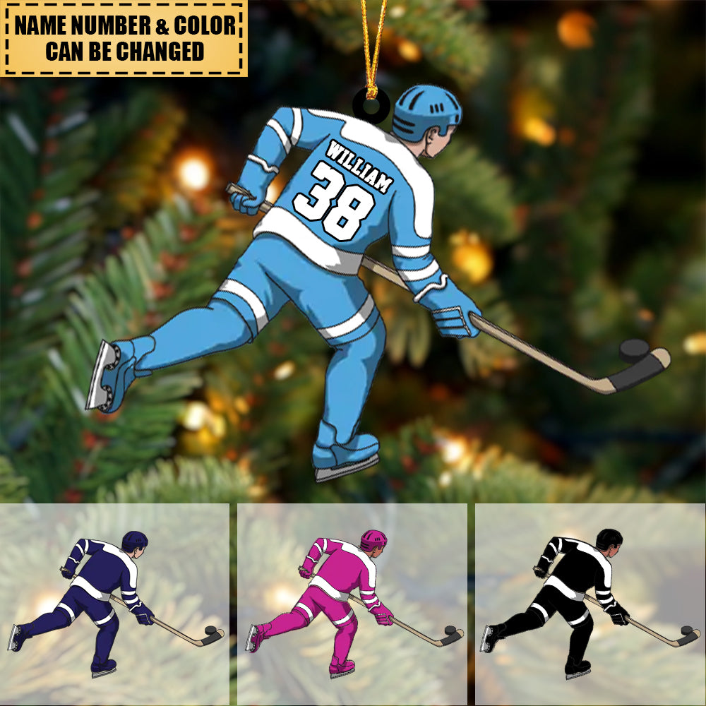 Ice Hockey Ornament Player Running Personalized Gift