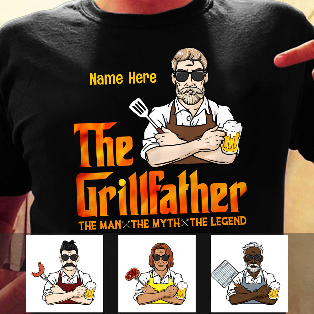 BBQ The Grillfather Dad T Shirt