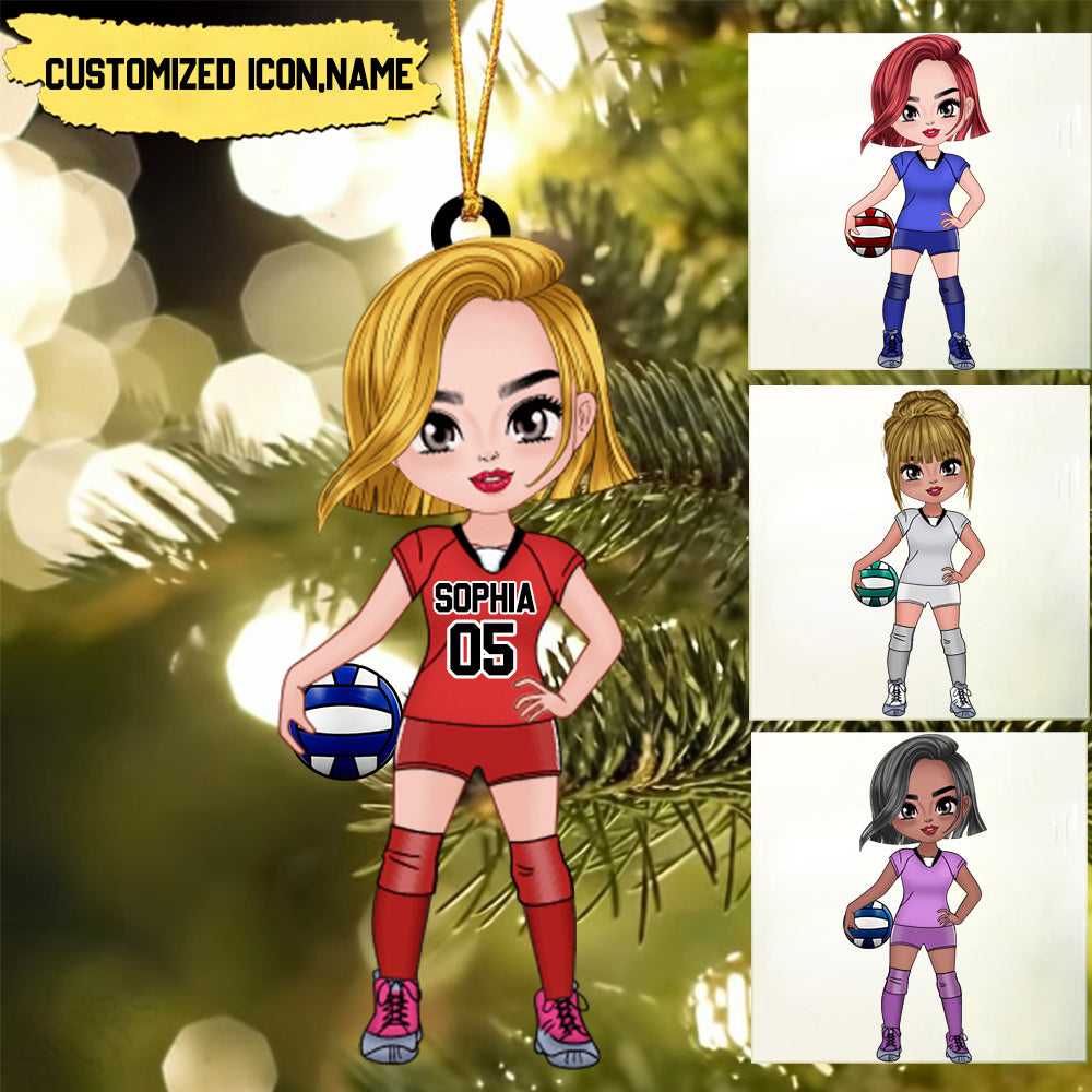 PERSONALIZED VOLLEYBALL GIRL STANDING ORNAMENT